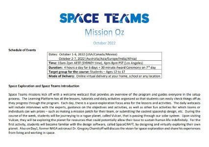 Space Teams Introduction